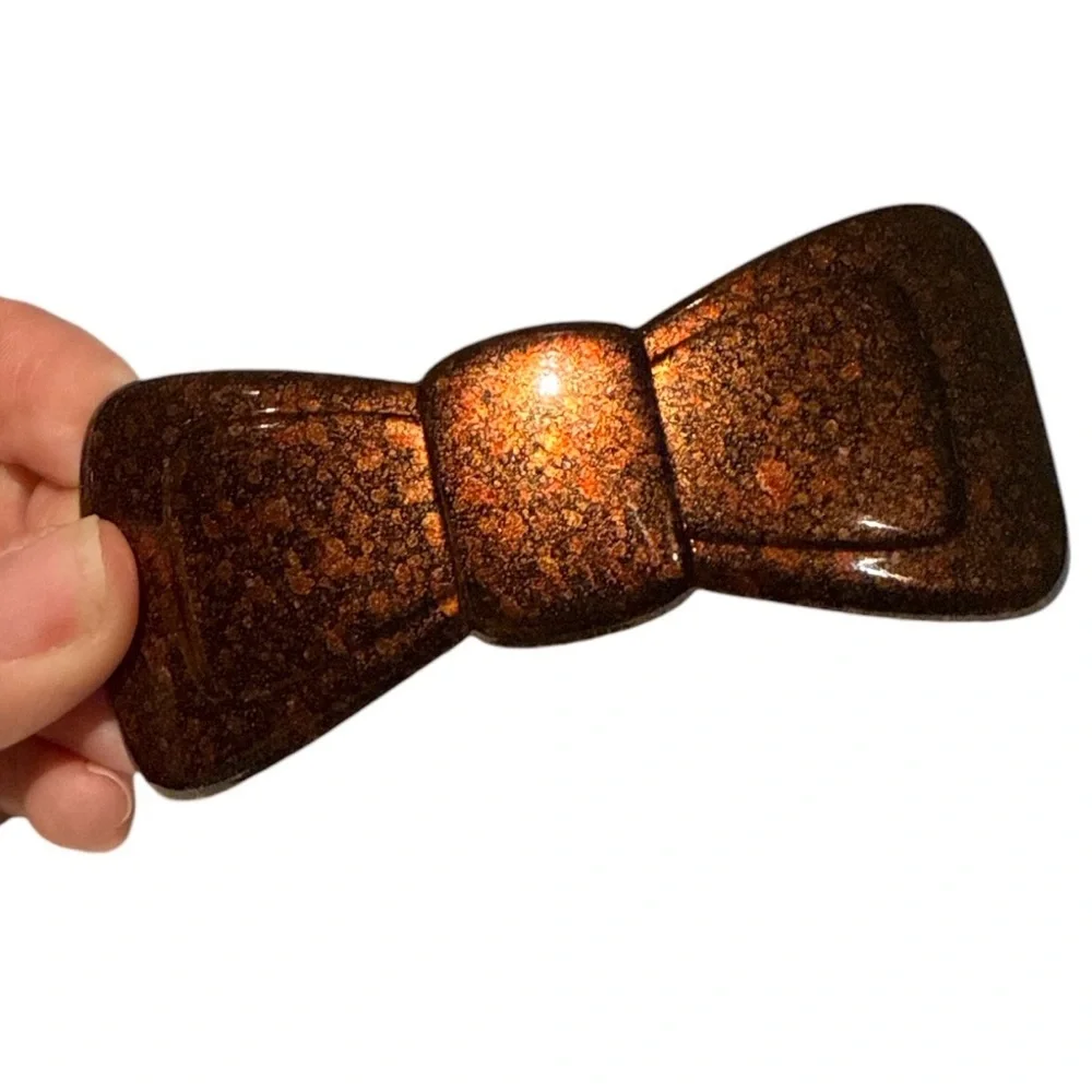 New 1970’s French Bow Barrette in a Shimmery Brown Copper, Handmade in France‎